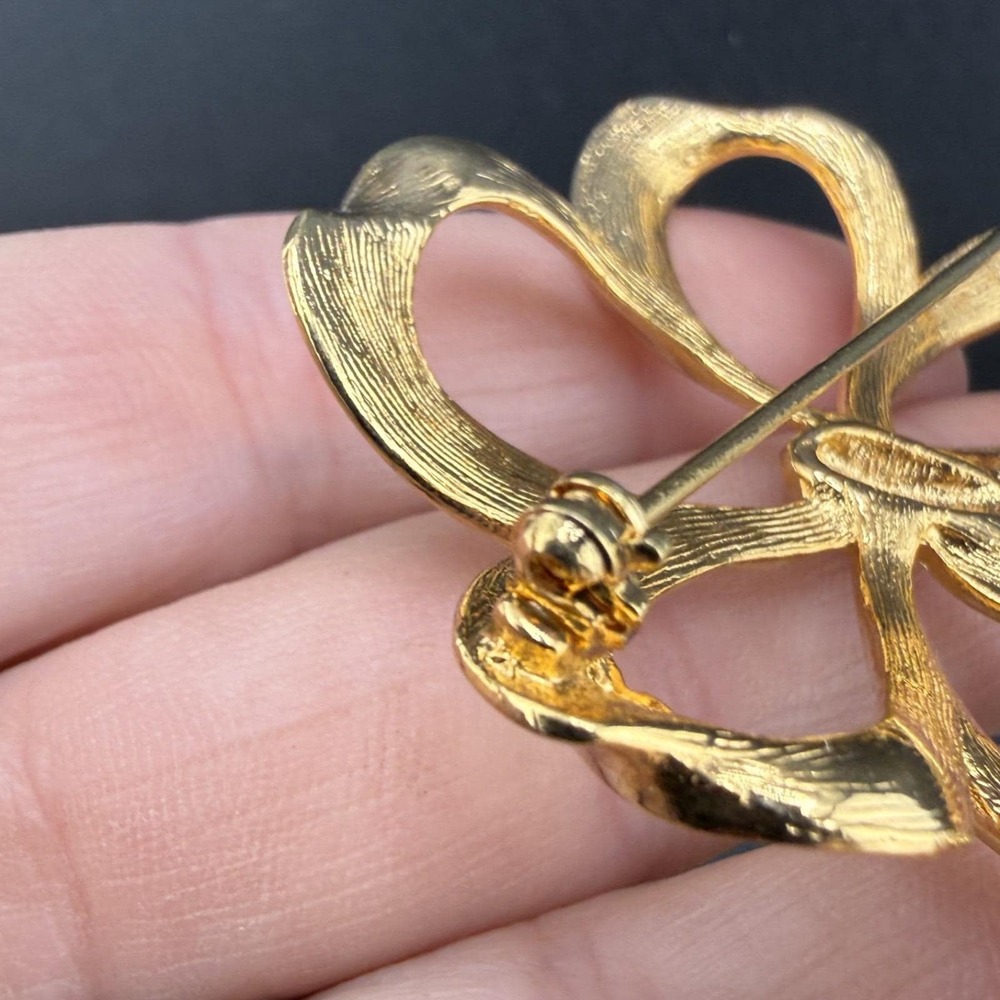 Vintage Napier Brooch Gold Tone Large Bow Signed Statement Accessory - Picture 6 of 8